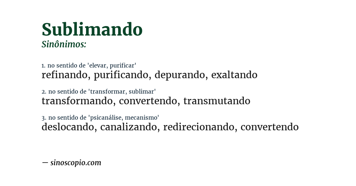 Sinônimo de sublimando