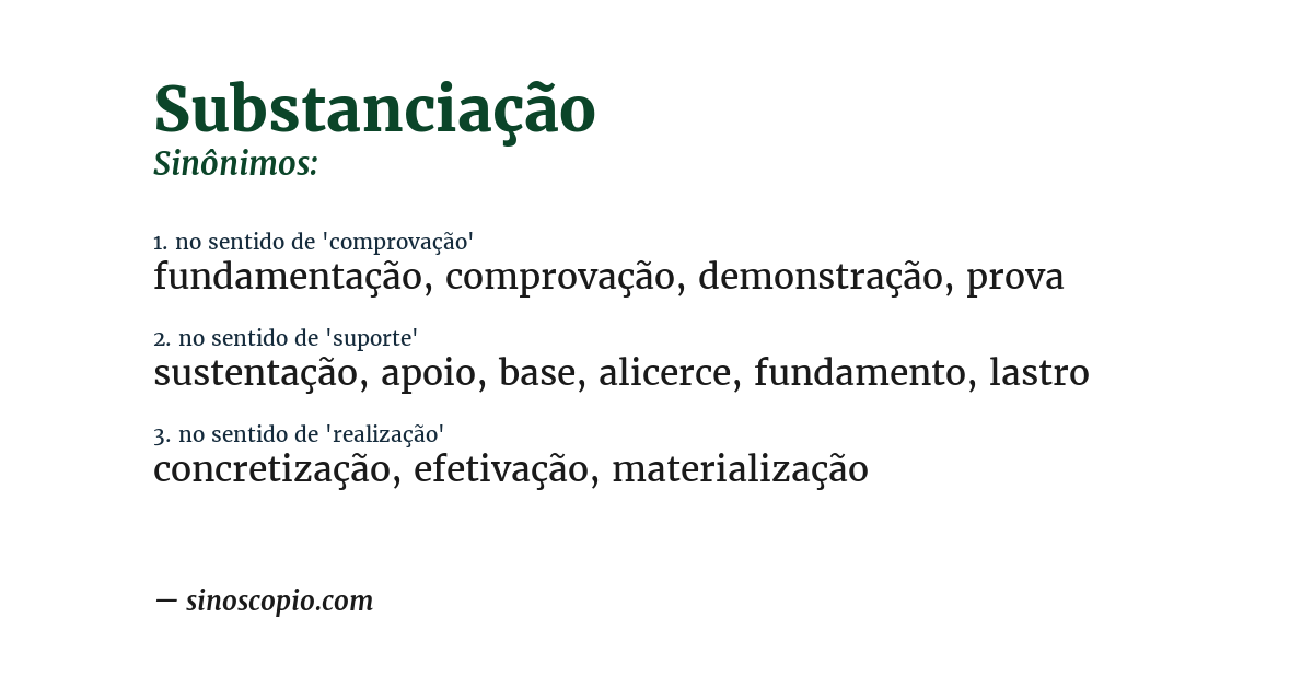 Sinônimo de substanciação
