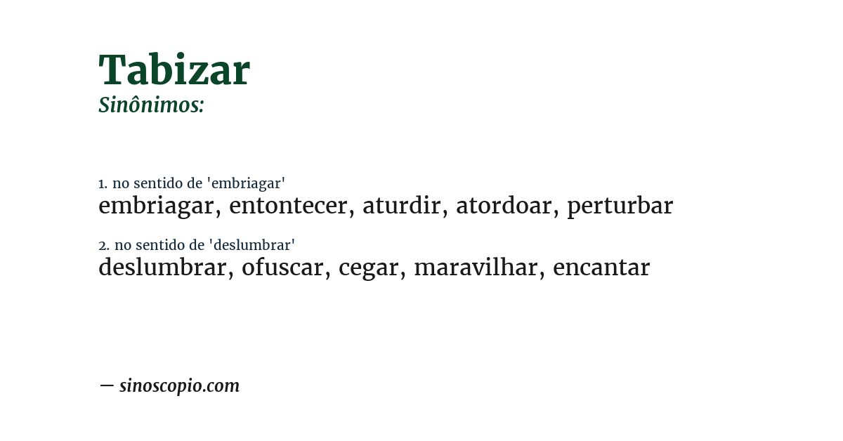 Sinônimo de tabizar