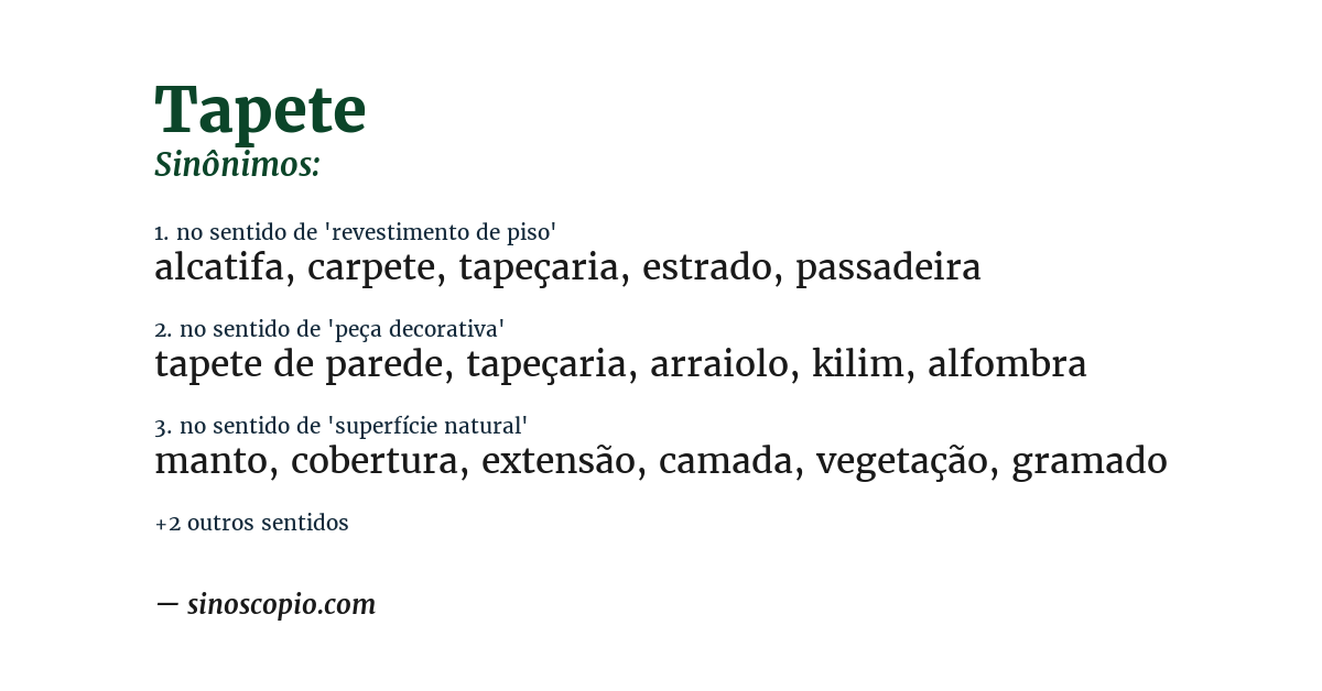 Sinônimo de tapete