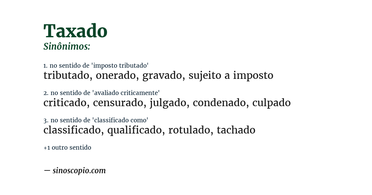 Sinônimo de taxado