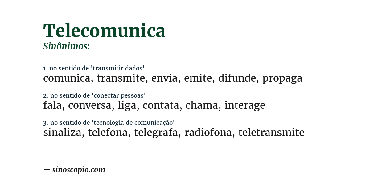Sinônimo de telecomunica
