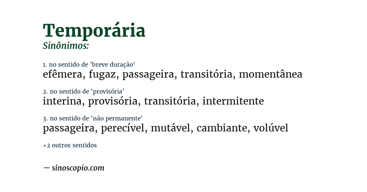 Sinônimo de temporária