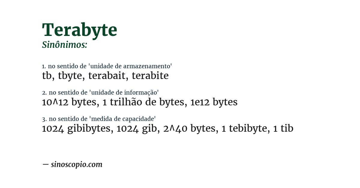 Sinônimo de terabyte