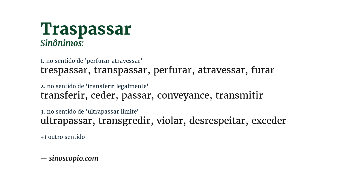 Sinônimo de traspassar