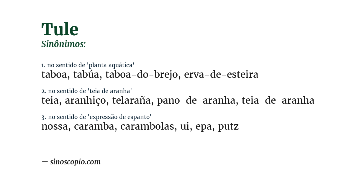 Sinônimo de tule