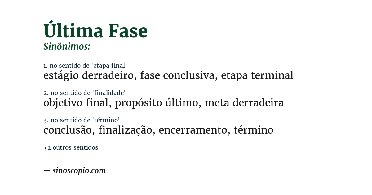 Sinônimo de última fase