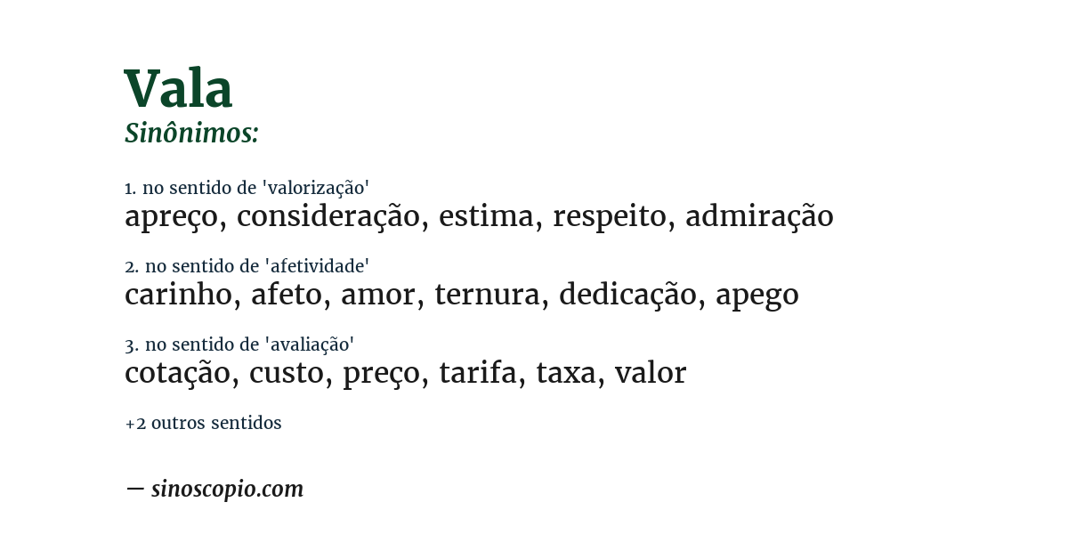 Sinônimo de vala