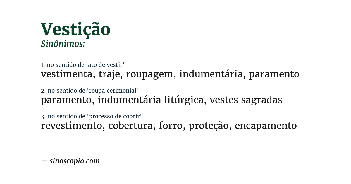 Sinônimo de vestição