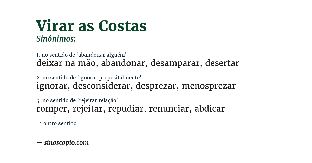 Sinônimo de virar as costas