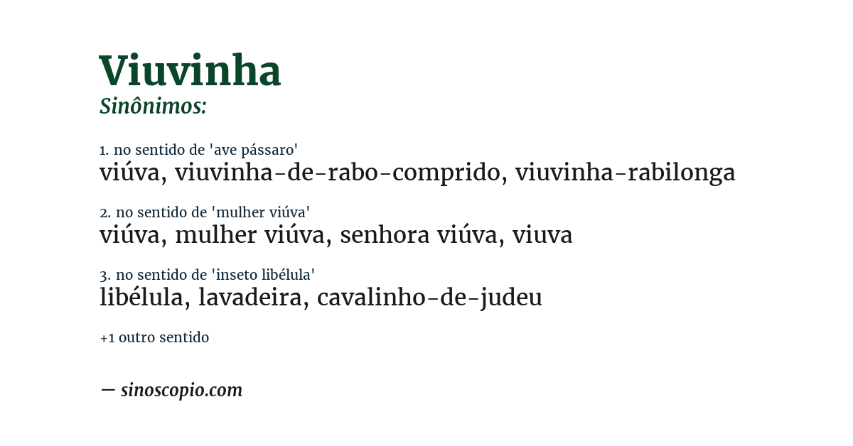 Sinônimo de viuvinha