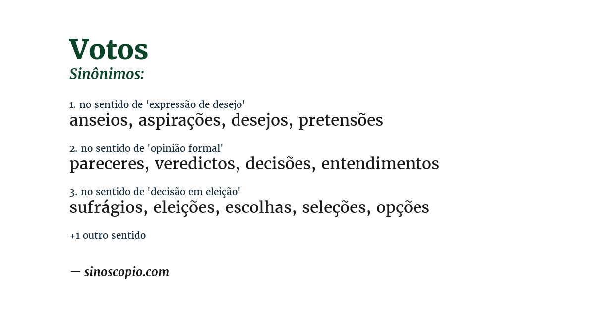 Sinônimo de votos