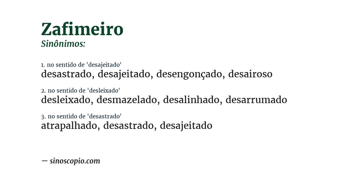 Sinônimo de zafimeiro