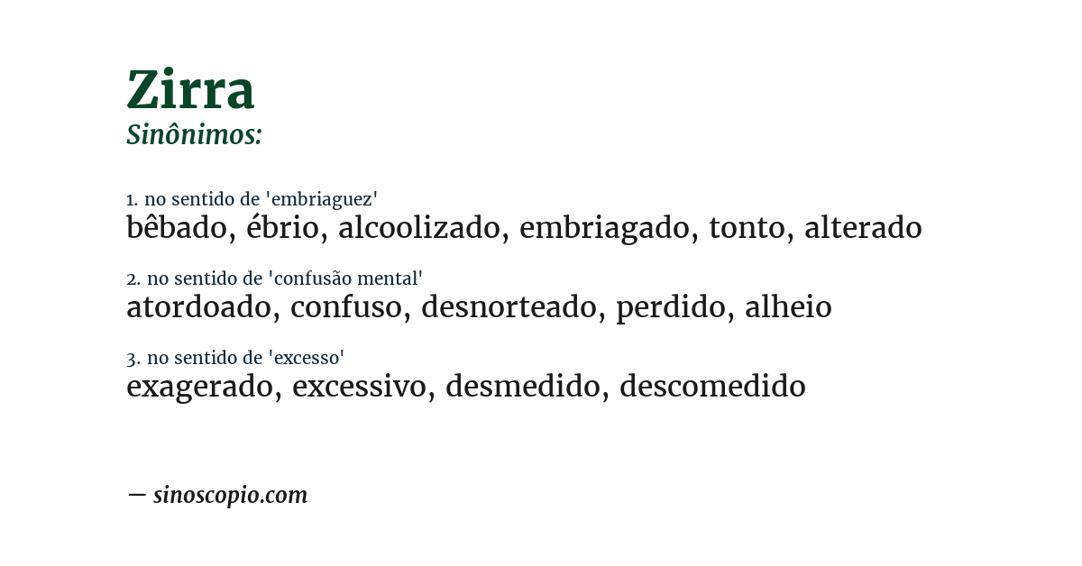 Sinônimo de zirra