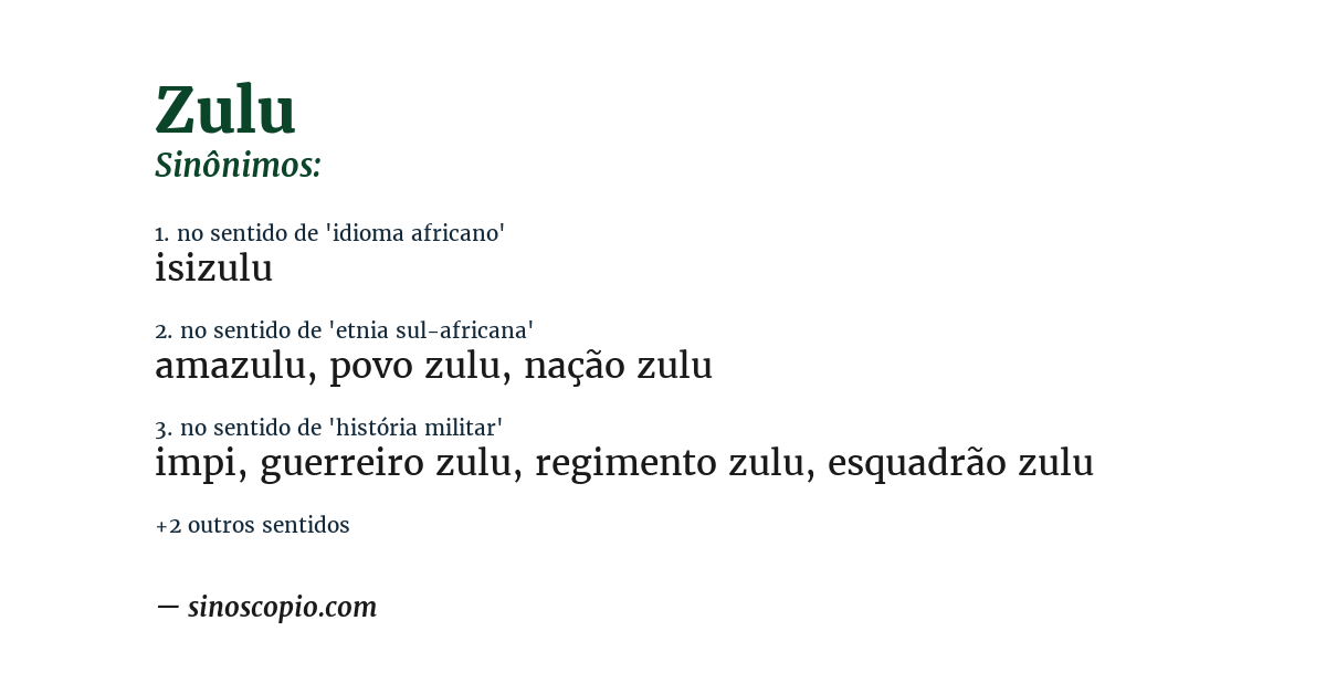 Sinônimo de zulu