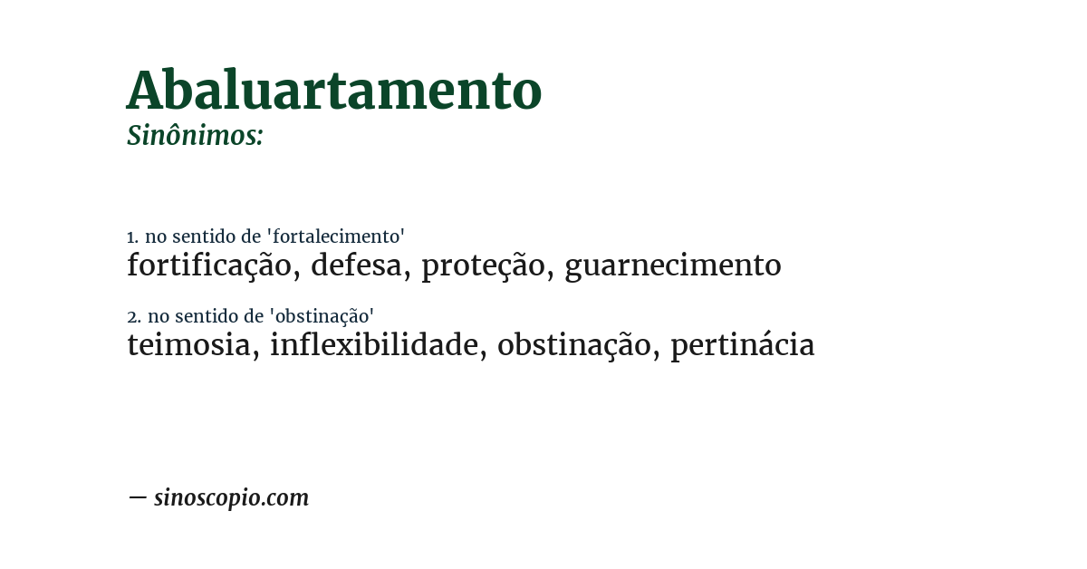 Sinônimo de abaluartamento