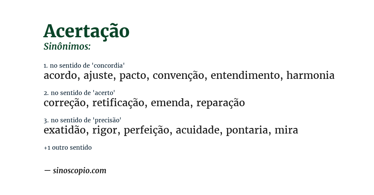 Sinônimo de acertação