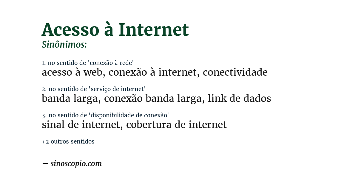 Sinônimo de acesso à internet