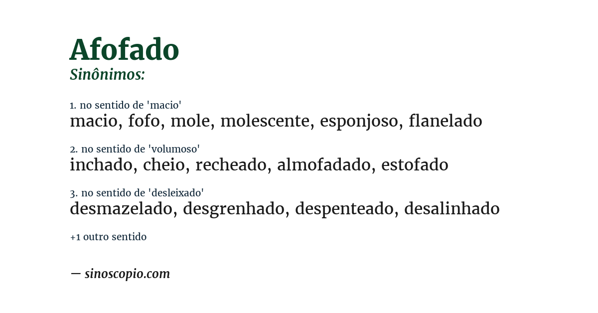 Sinônimo de afofado