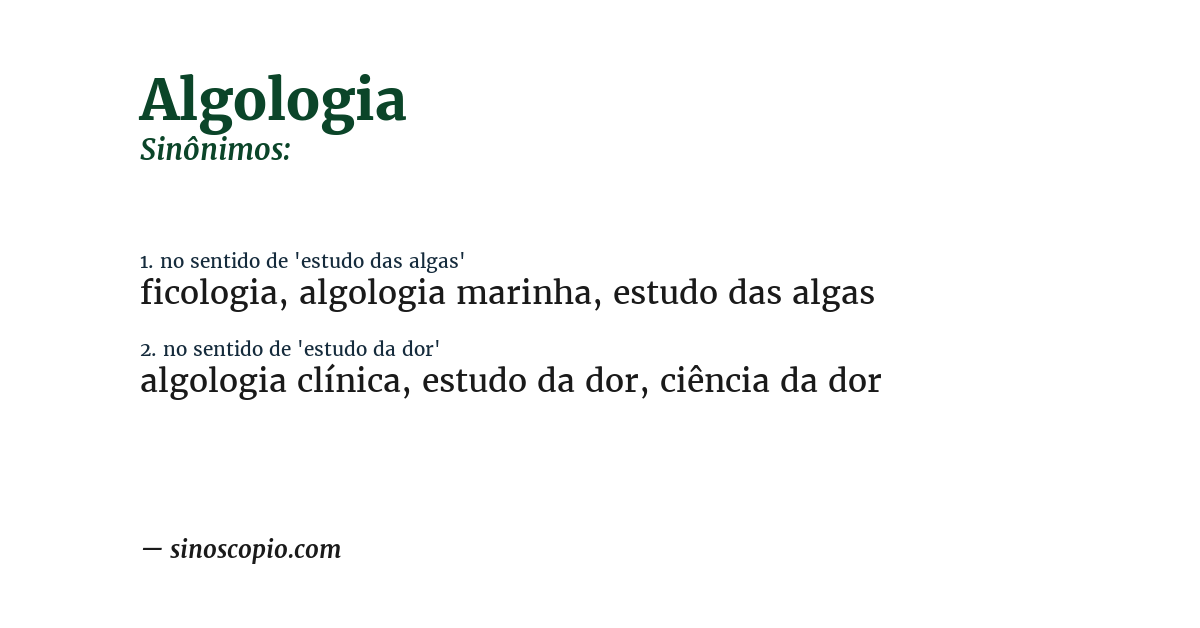 Sinônimo de algologia