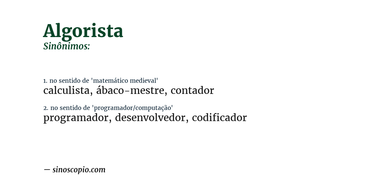 Sinônimo de algorista