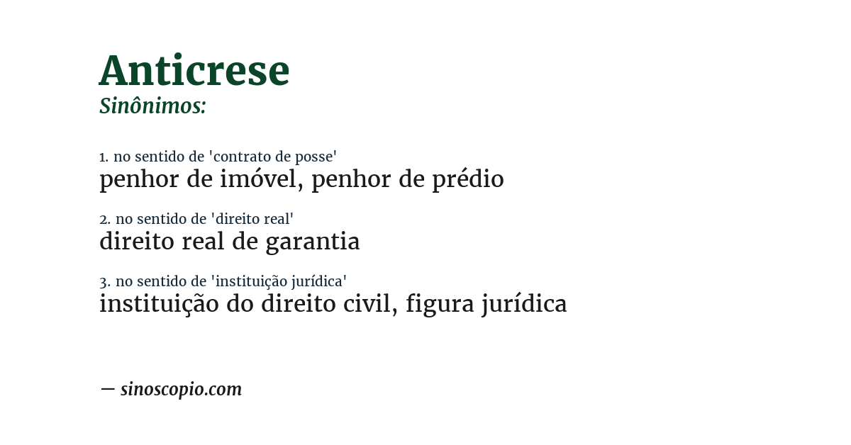 Sinônimo de anticrese