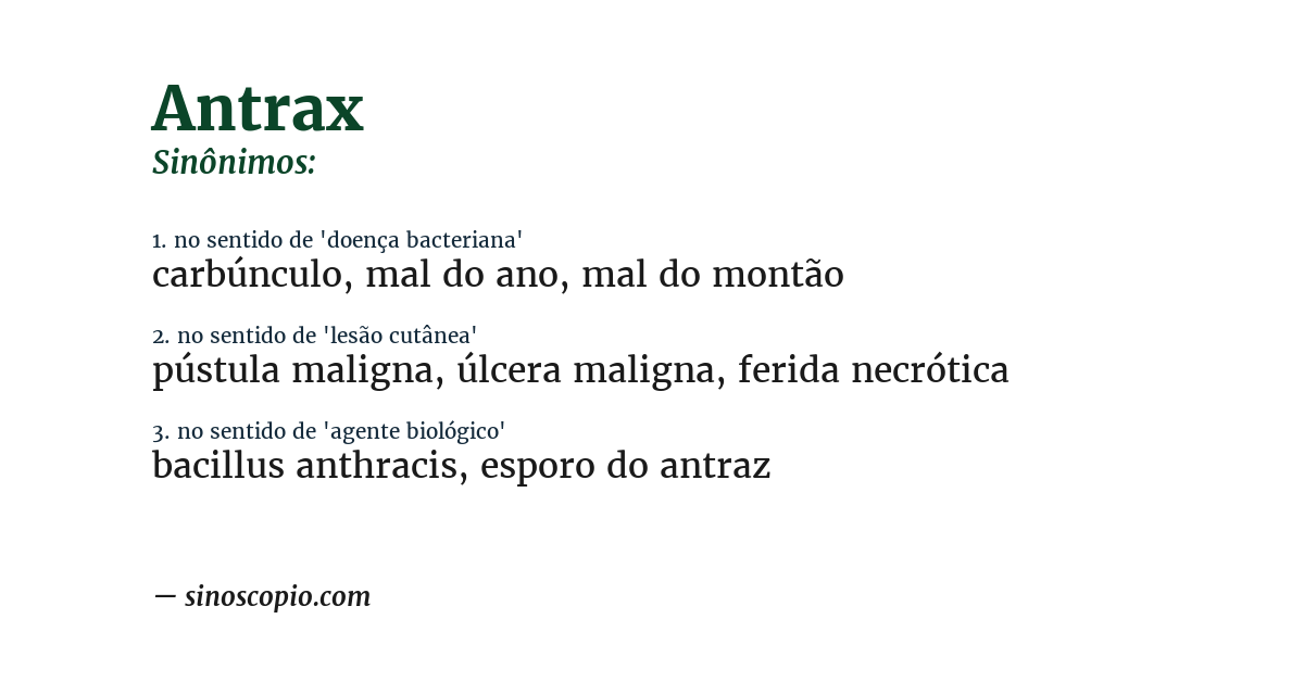 Sinônimo de antrax