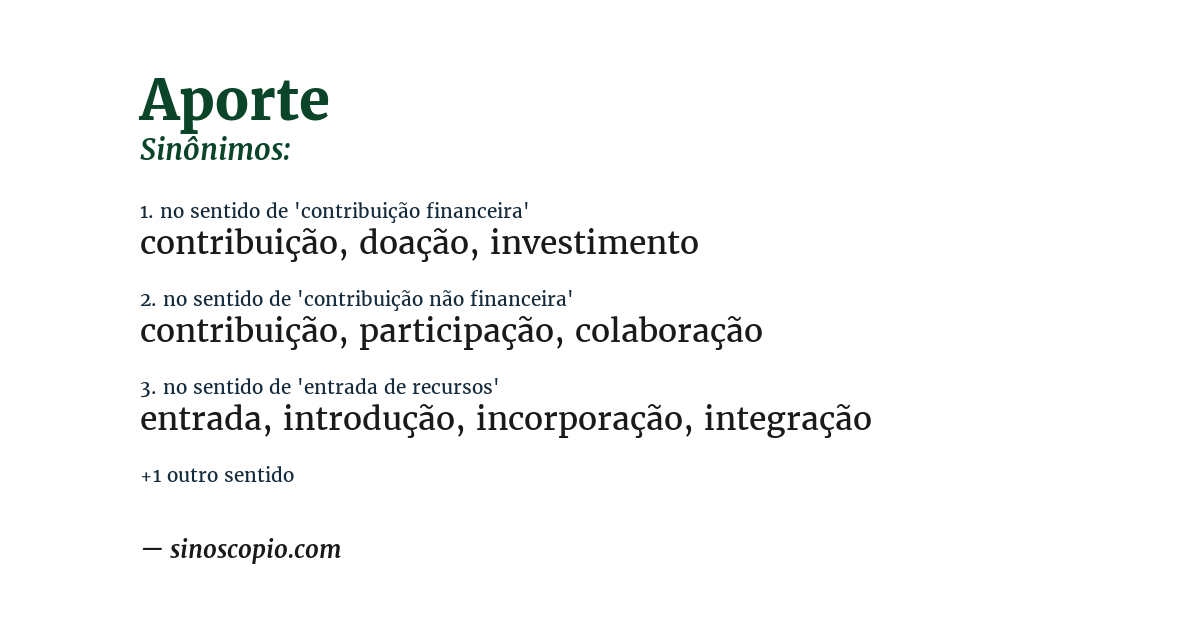 Sinônimo de aporte