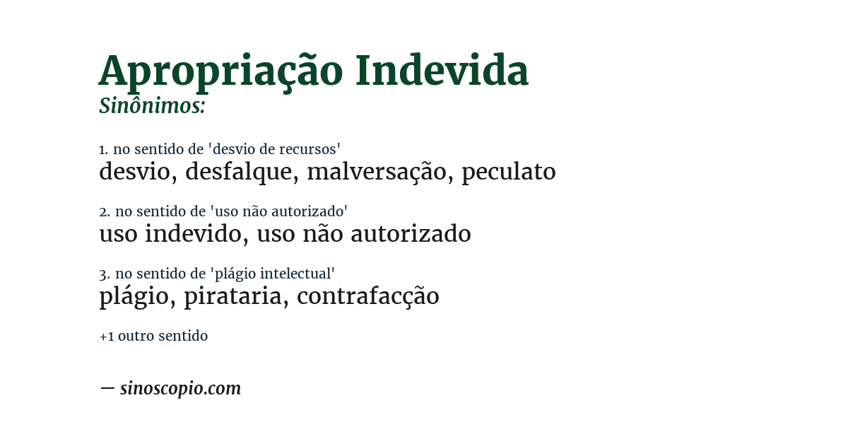 Sinônimo de apropriação indevida
