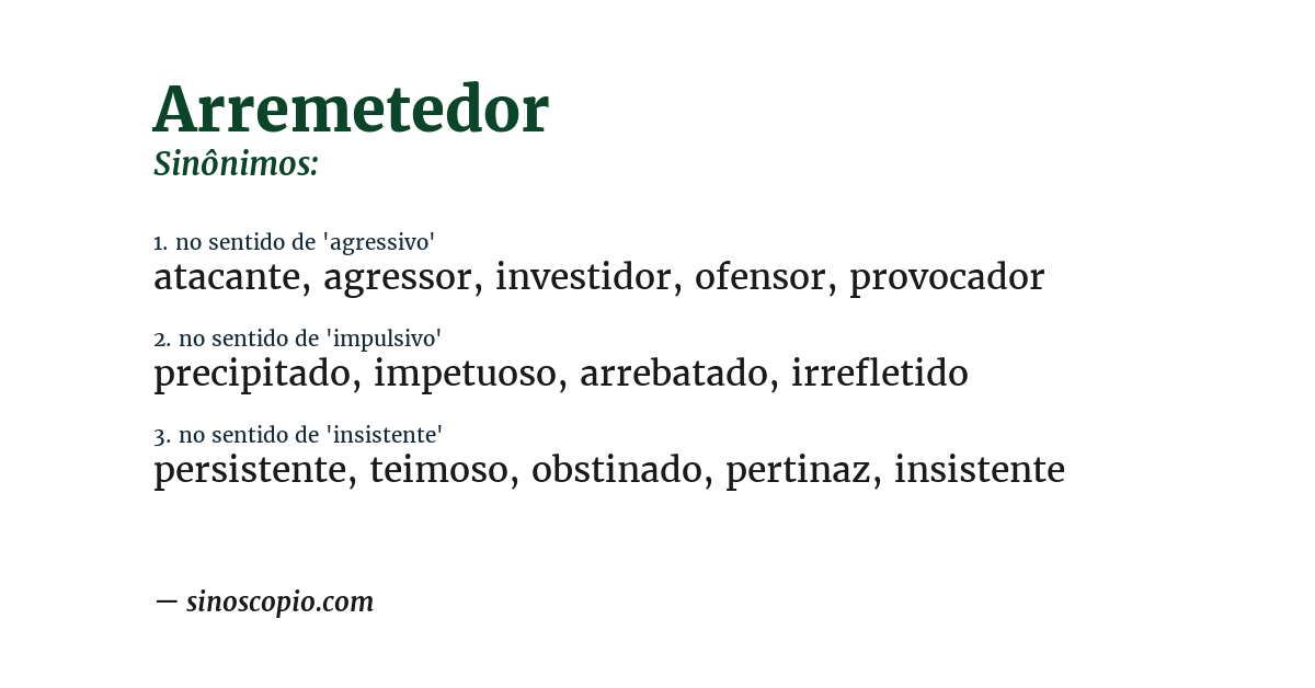Sinônimo de arremetedor