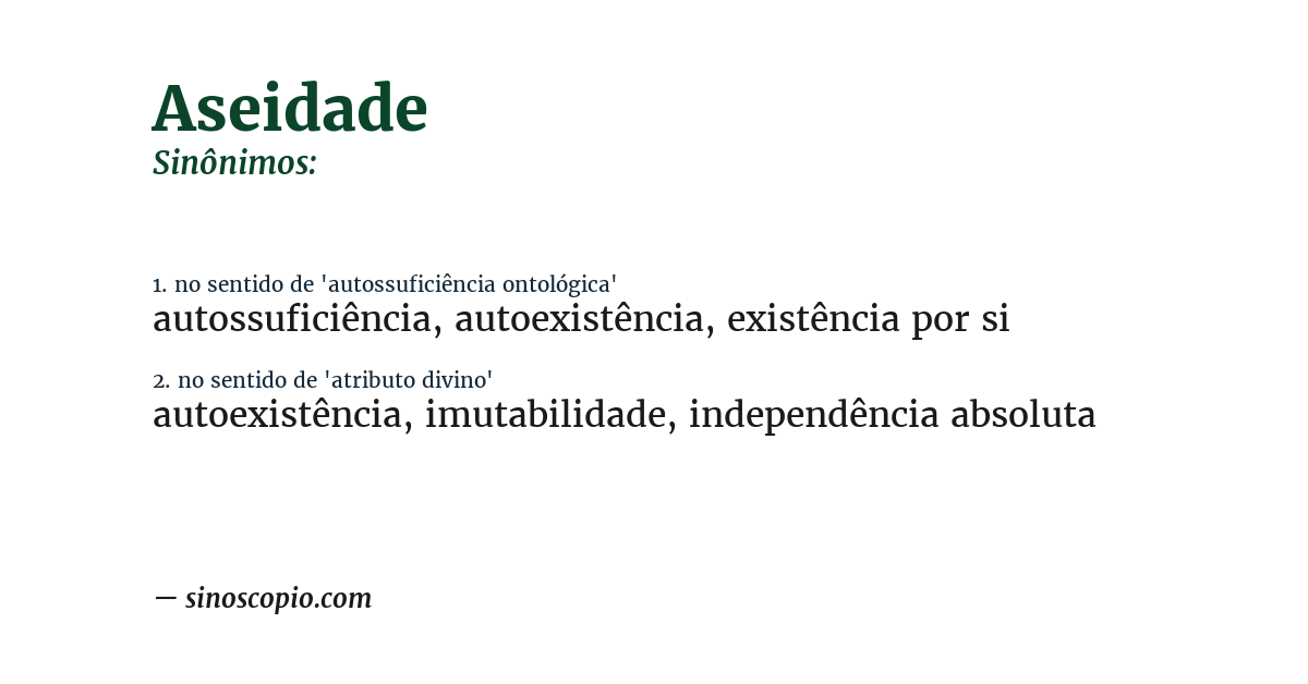 Sinônimo de aseidade
