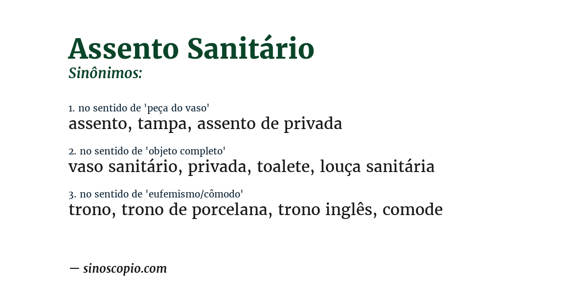 Sinônimo de assento sanitário
