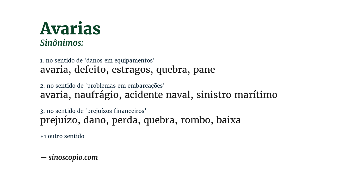Sinônimo de avarias