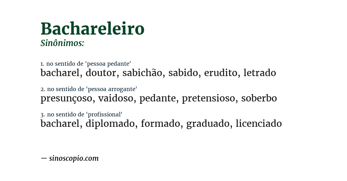 Sinônimo de bachareleiro