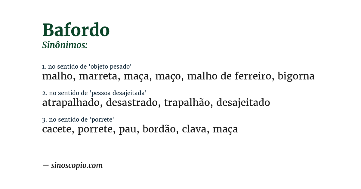 Sinônimo de bafordo