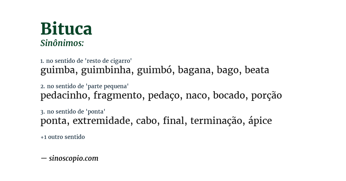 Sinônimo de bituca