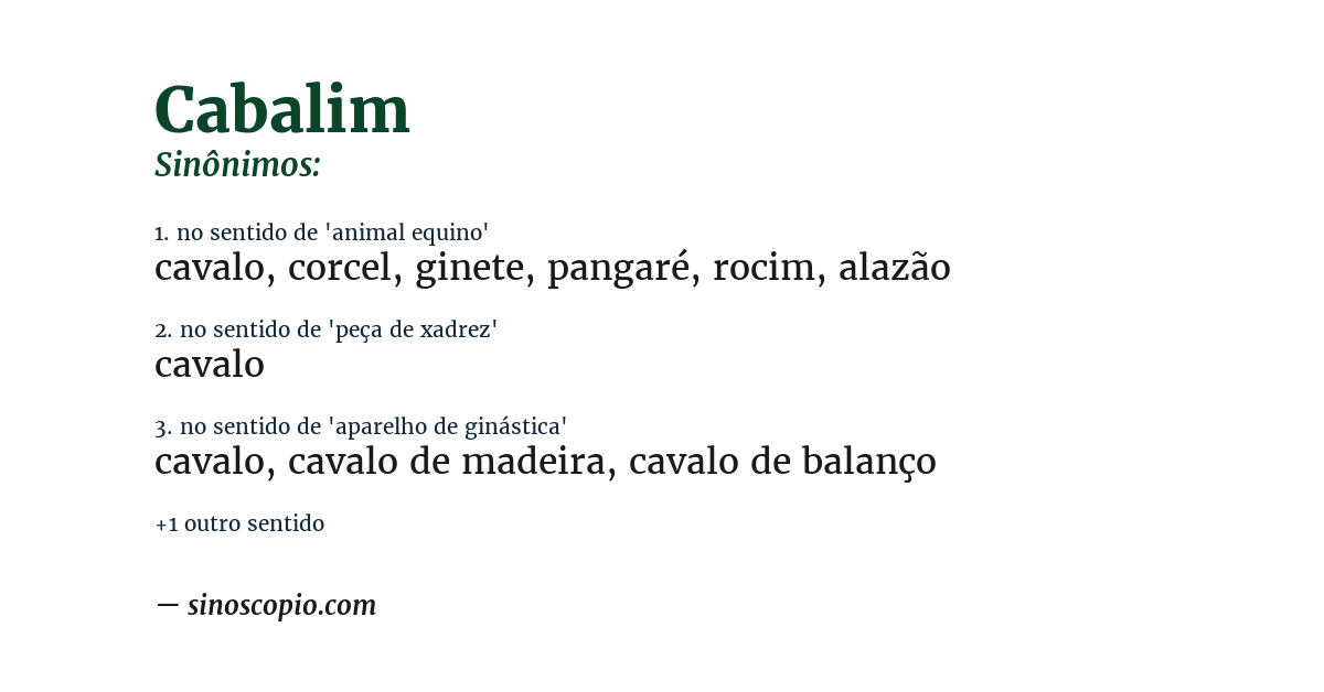 Sinônimo de cabalim