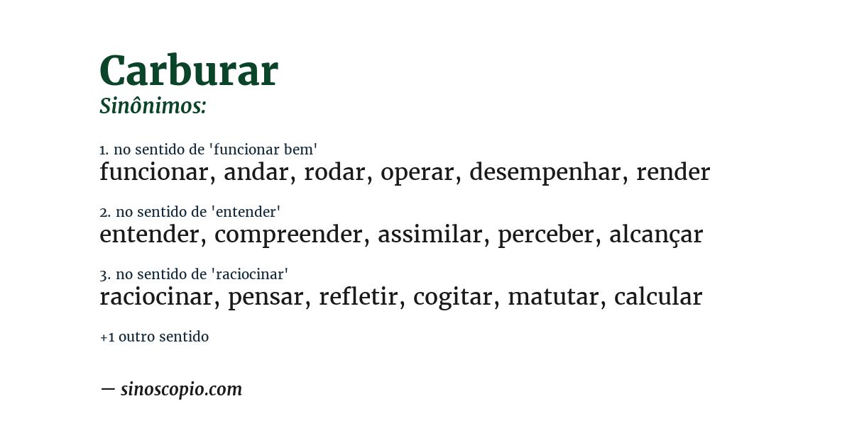 Sinônimo de carburar