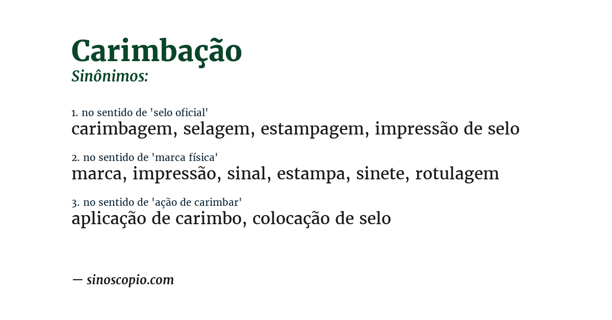 Sinônimo de carimbação