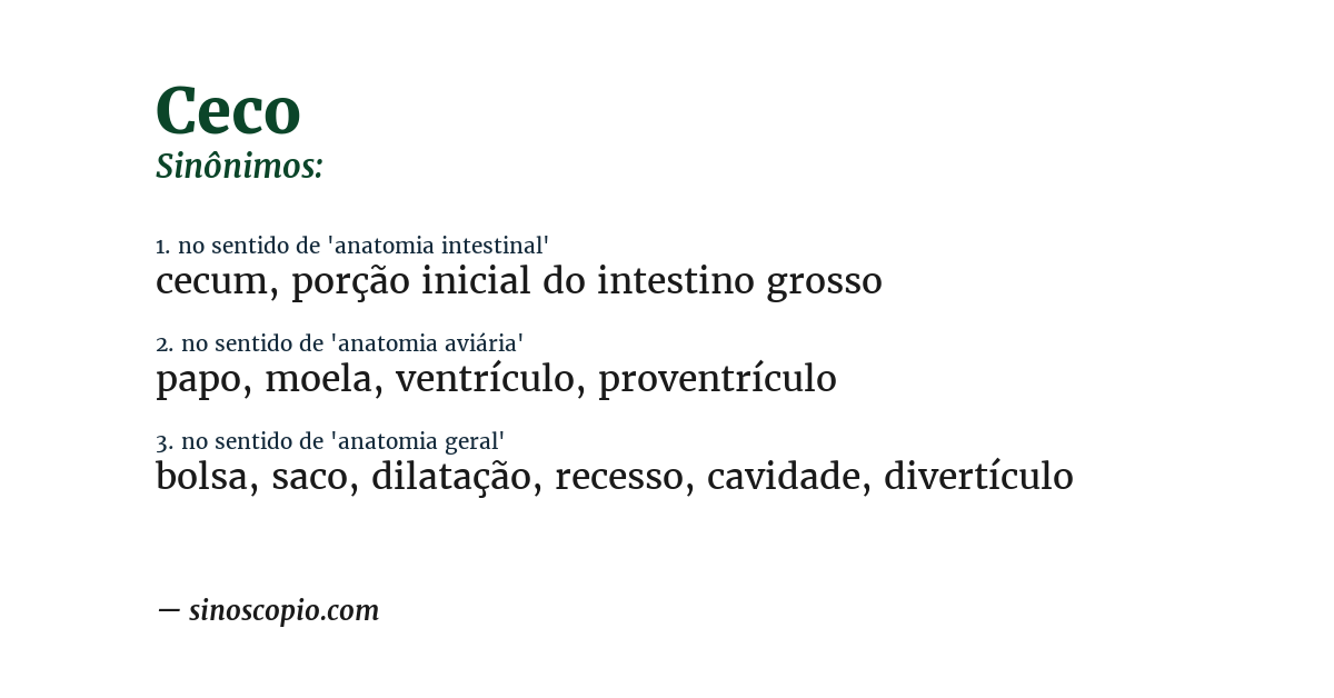 Sinônimo de ceco