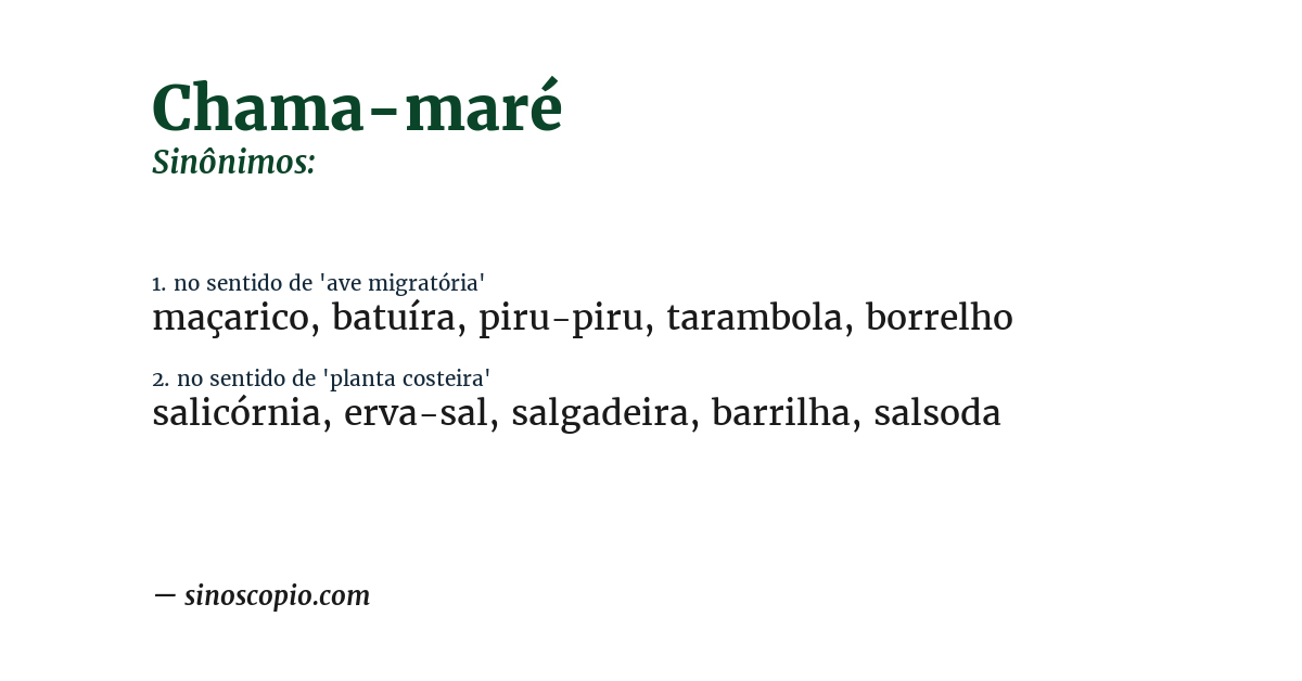 Sinônimo de chama-maré