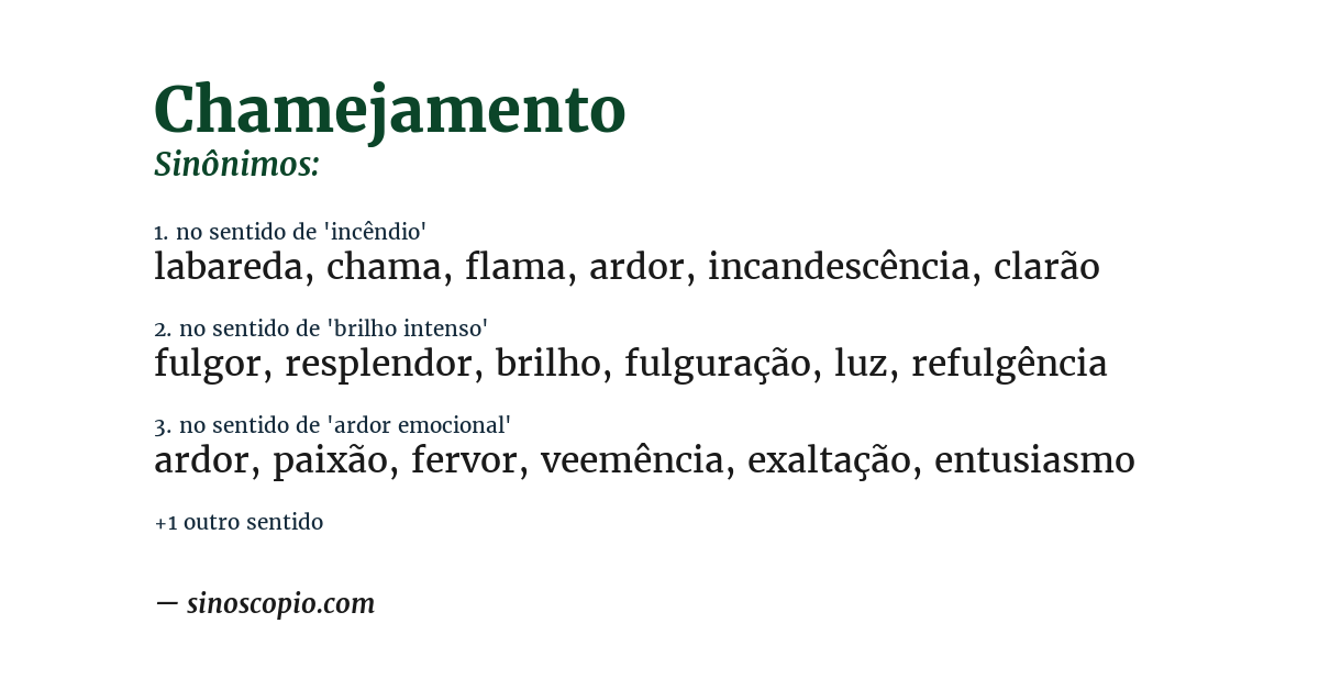 Sinônimo de chamejamento