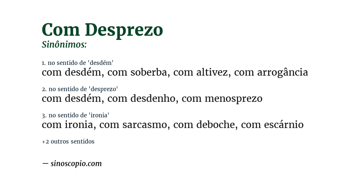 Sinônimo de com desprezo