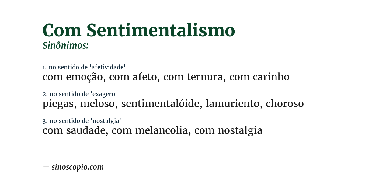 Sinônimo de com sentimentalismo
