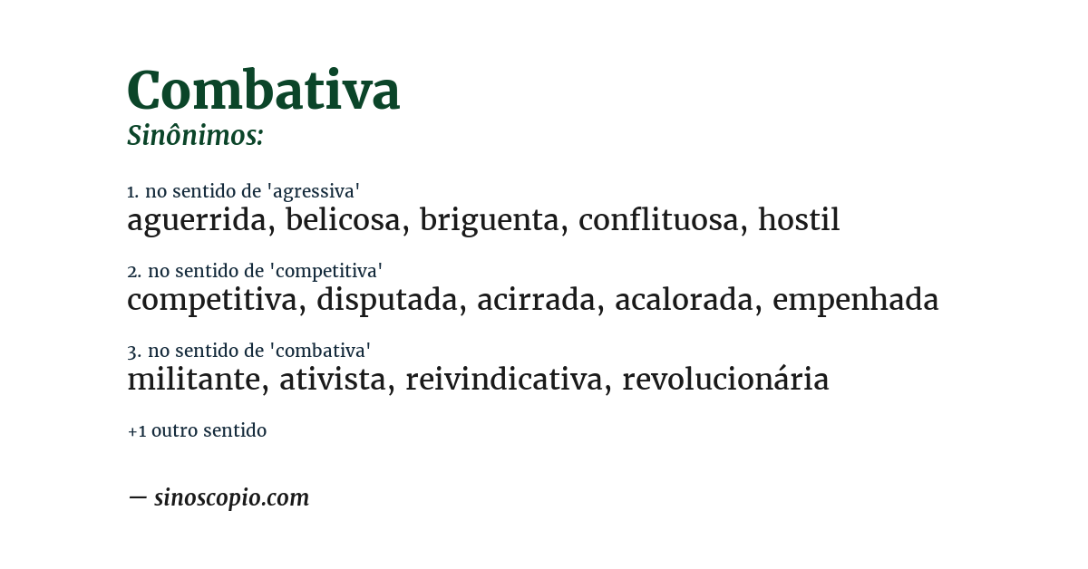 Sinônimo de combativa