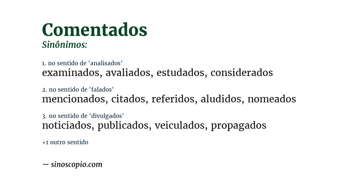 Sinônimo de comentados