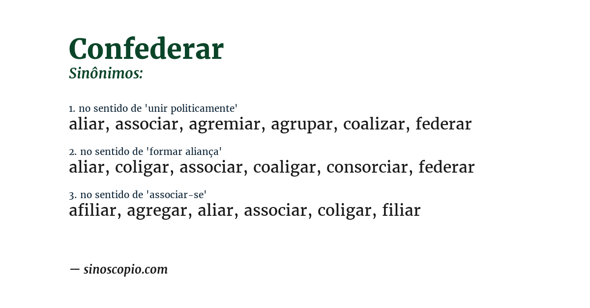 Sinônimo de confederar