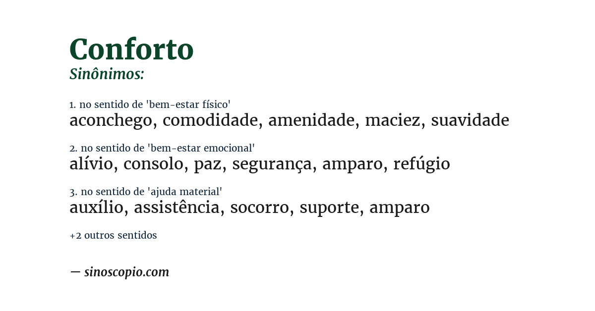 Sinônimo de conforto
