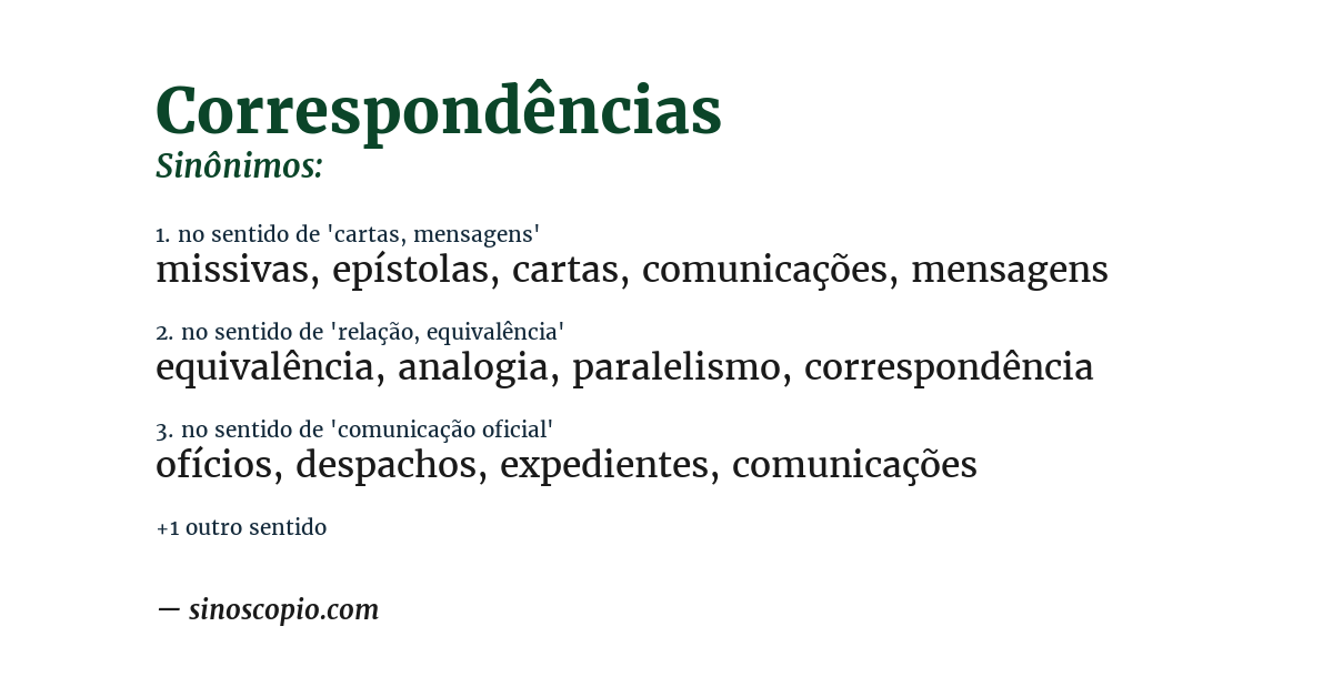 Sinônimo de correspondências