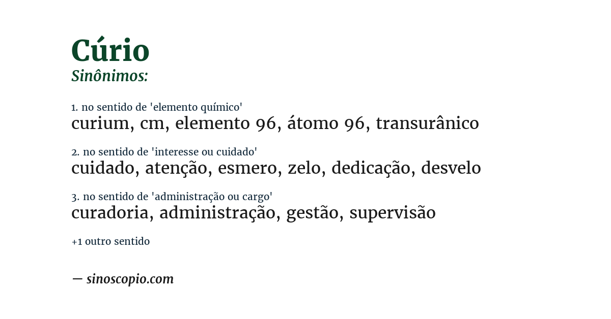 Sinônimo de cúrio